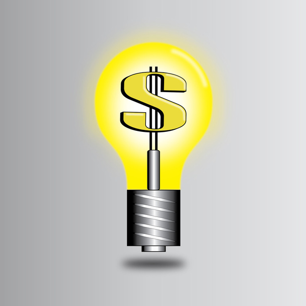 Light bulb with dollar symbol - Vector, Image