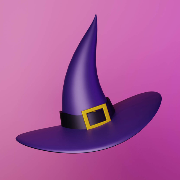 Dark witch hat for halloween, 3d illustration - Fotografie, Obrázek