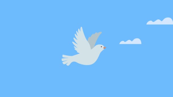 animación del día internacional de la paz con vuelo de paloma - Imágenes, Vídeo
