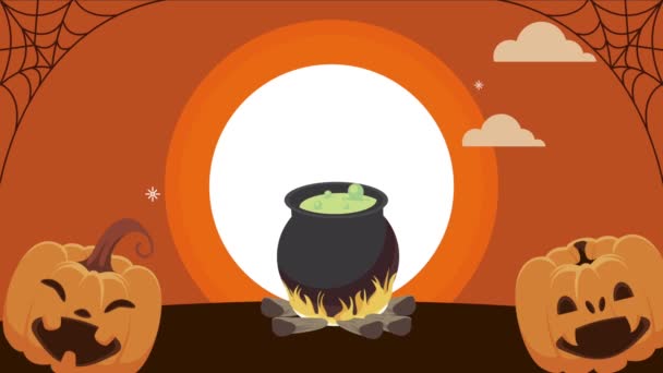boldog halloween animáció sütőtökkel és üsttel - Felvétel, videó