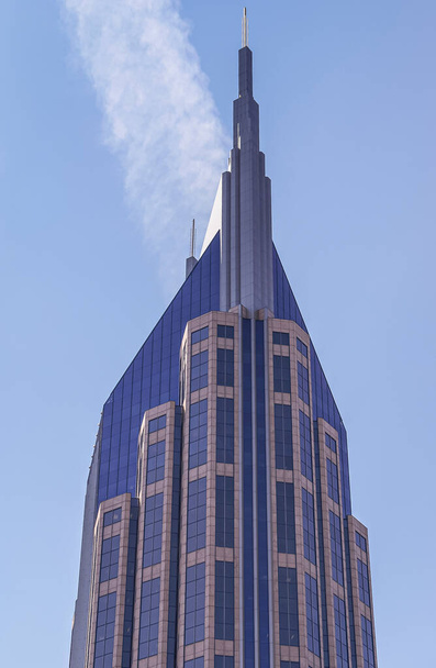 Nashville, TN, USA - May 19, 2007: Downtown. Closeup of short side of Bell South skyscraper building against blue sky. - Photo, Image