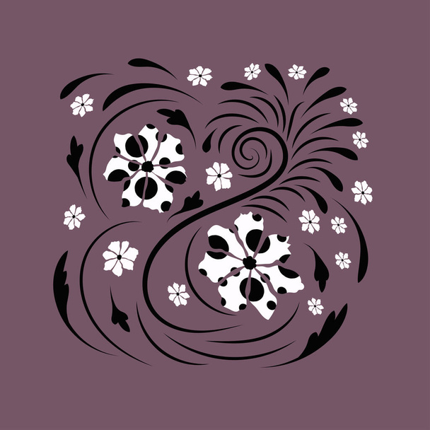 Fleurs folkloriques estampe d'art floral Fleurs art abstrait - Vecteur, image