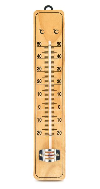 Wooden thermometer isolated on a white background - Photo, Image