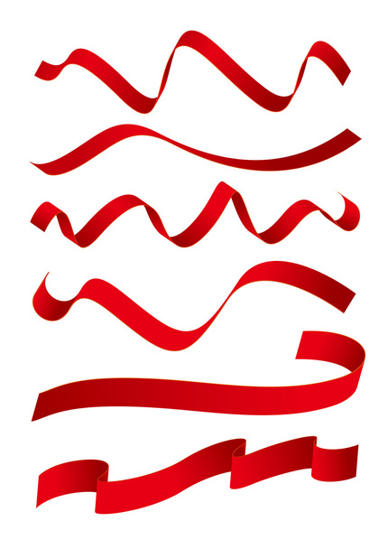 Set of red ribbons design - Vector, Image