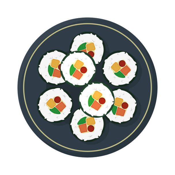 korean kimbap dish - Вектор, зображення