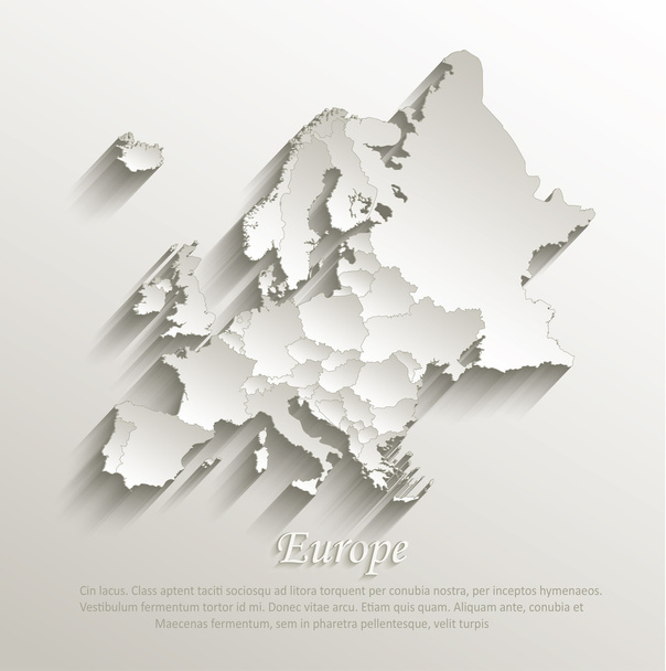 Ευρώπη πολιτικό χάρτη κάρτα χαρτί 3d φυσικό φορέα κάθε κράτος ξεχωριστά - Διάνυσμα, εικόνα