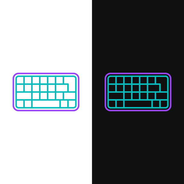 Ícone de teclado de computador de linha isolado em fundo branco e preto. Assinatura do componente do PC. Conceito de esboço colorido. Vetor - Vetor, Imagem