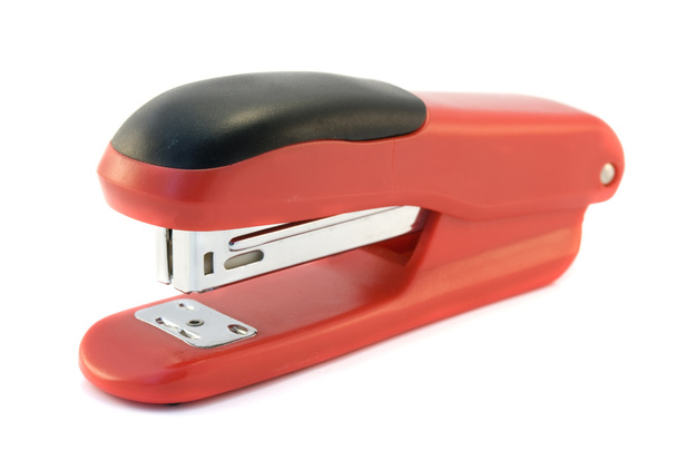 Red stapler isolated on a white background - Photo, Image