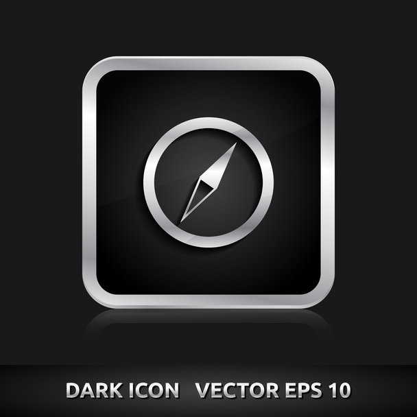 Compass direction icon silver metal - Vector, imagen