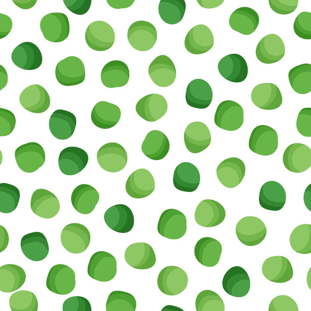 Green peas vector cartoon seamless pattern for template farmer market design, label and packing. Natural energy protein organic super food. - Vecteur, image