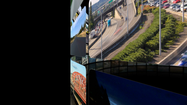 Flying around circular video wall - Footage, Video