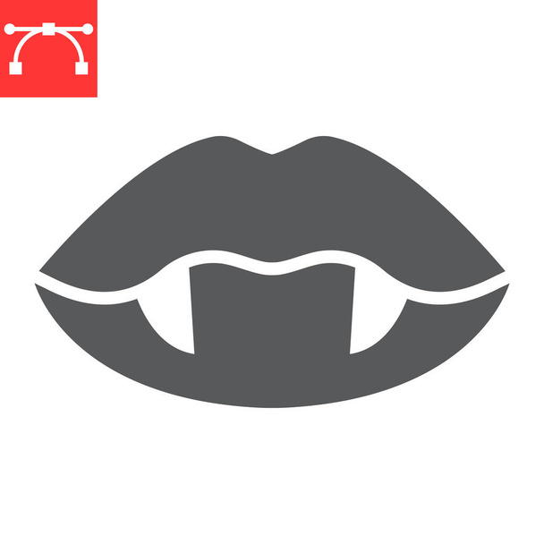 Icono de glifo de labios de vampiro - Vector, imagen