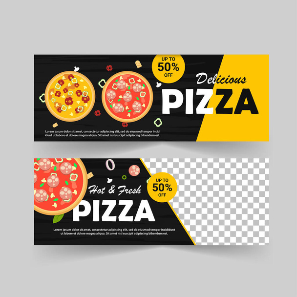 Werbebanner-Vorlage für Pizza-Werbung. - Vektor, Bild