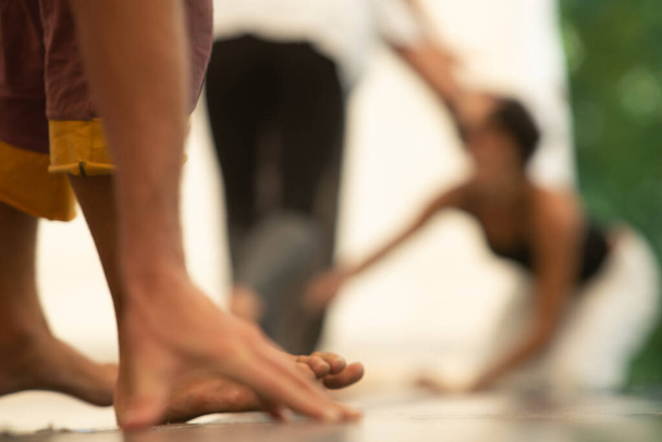 dancers foots, legs, on floor on blurred background - Foto, immagini