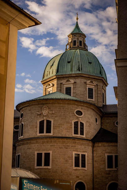 Salzburg Cathedral in the old town - SALZBURG, AUSTRIA - AUGUST 3, 2021 - Fotoğraf, Görsel