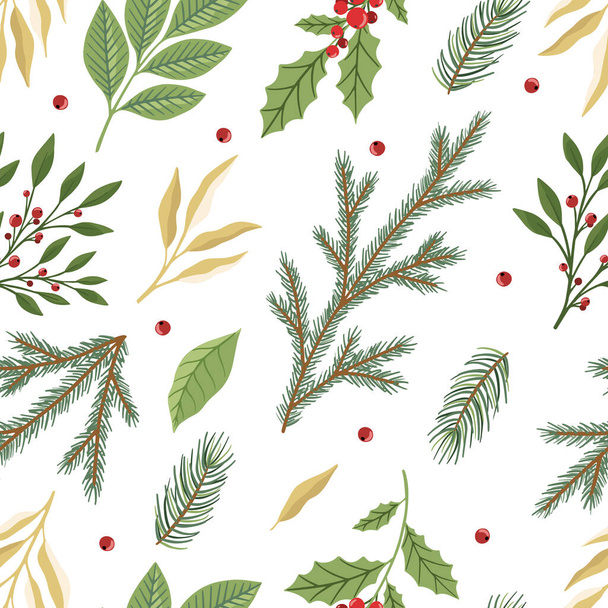 Christmas and New Year seamless pattern, vector xmas background - Vektori, kuva