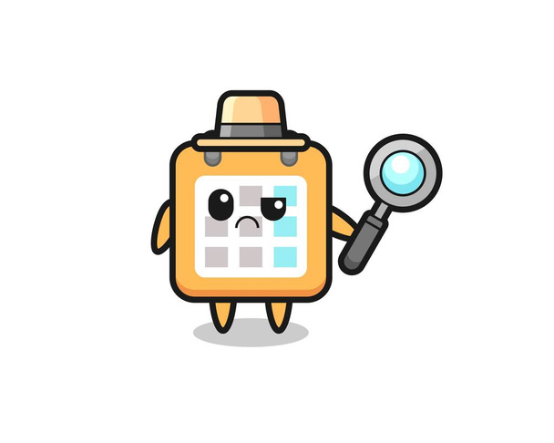 the mascot of cute calendar as a detective , cute style design for t shirt, sticker, logo element - Vector, Image