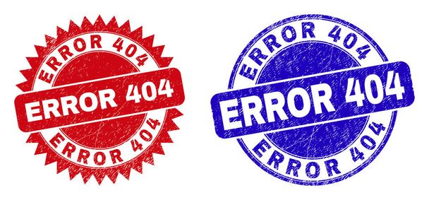 ERROR 404 Round and Rosette Watermarks with Unclean Texture - Vector, Image