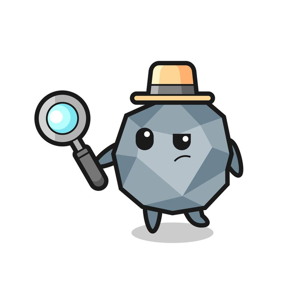 stone detective character is analyzing a case , cute style design for t shirt, sticker, logo element - Vector, Image