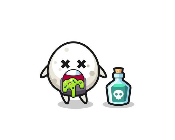 illust de un carácter onigiri que vomita debido al envenenamiento, diseño lindo del estilo para la camiseta, pegatina, elemento del logotipo - Vector, imagen