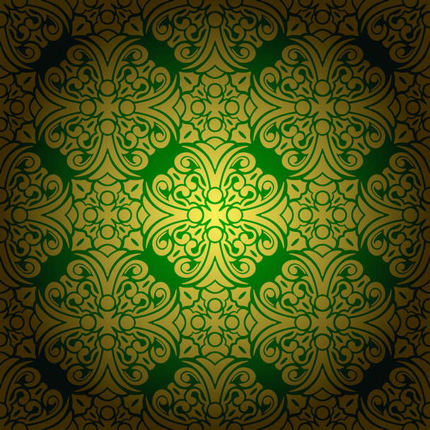  Abstract seamless baroque background green - Vetor, Imagem