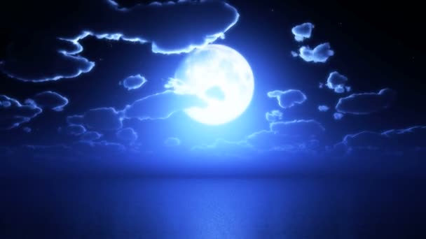 αφηρημένη φεγγάρι νύχτα στη θάλασσα - Πλάνα, βίντεο