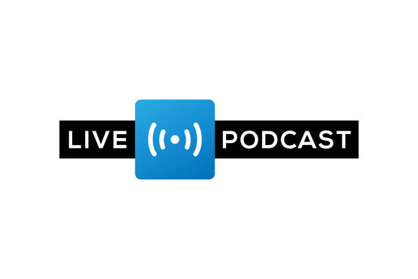 Live Podcast bezprzewodowy wifi sygnał ikona logo wektor ilustracja - Wektor, obraz