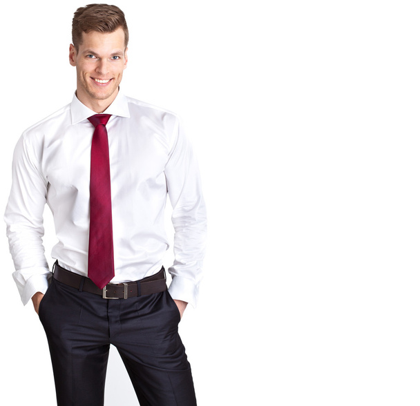 Handsome young businessman - isolated on white and much copyspac - Foto, Imagen