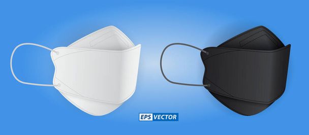 Set von realistischen Entenschnabel medizinische Maske oder dreilagige chirurgische Gesichtsmaske in weißer und schwarzer Farbe. eps-Vektor - Vektor, Bild