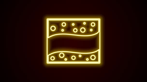 Świecąca neonowa linia Ikona kopalni złota odizolowana na czarnym tle. 4K Animacja graficzna ruchu wideo - Materiał filmowy, wideo