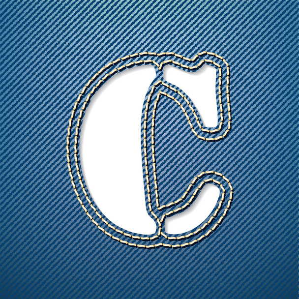 Denim jeans letter C - Vector, Image