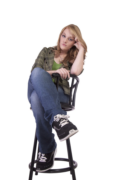 Girl on a Chair Posing - Fotoğraf, Görsel