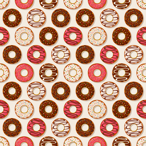 Donuts background. Vector seamless pattern. - Vektor, Bild
