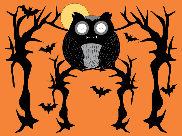 Happy Halloween collection designed with doodle style in black, white, orange tones for decorating items such as cards, room decorations, parties, t-shirts, stickers, hats, digital printing, mugs - Vector, Image