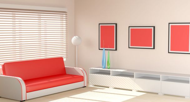 Modern interior designed in warm tones - Photo, Image