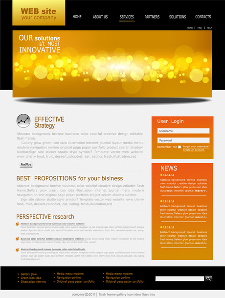 Black and yellow Vector Web site for business - Vetor, Imagem
