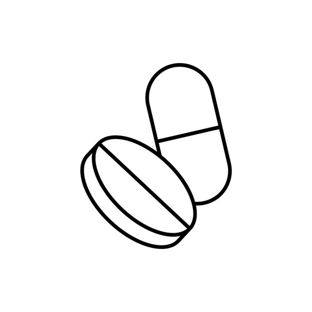 Pills flat icon. Pictogram for web. Line stroke. Isolated on white background. Vector eps10. Preparats for health - Vektor, Bild