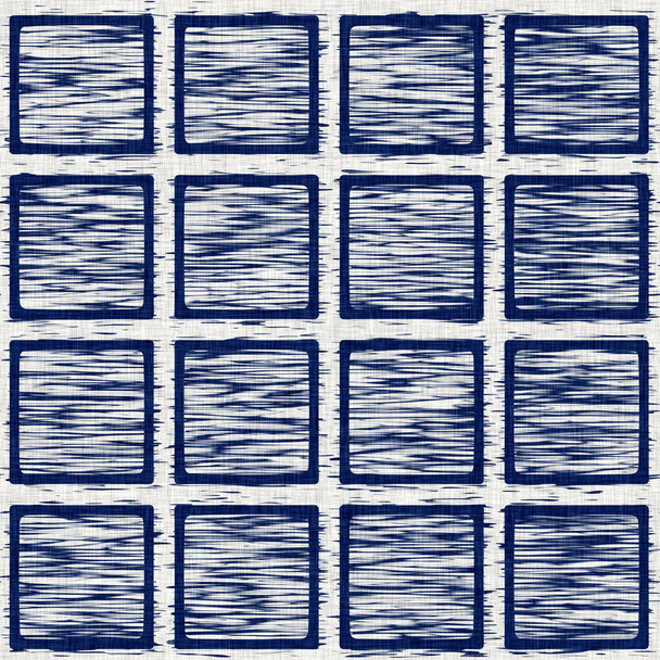 İndigo boyalı kumaş jeo şekil dokusu. Kusursuz tekstil kumaş boyası baskıya dayanıklıdır. Japon kimono bloğu baskısı. Yüksek çözünürlüklü batik etkisi  - Fotoğraf, Görsel