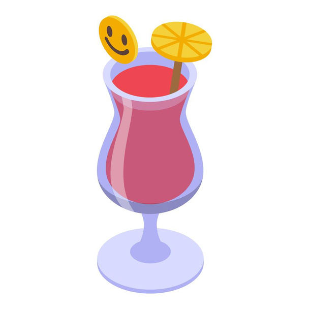 Summer cocktail icon isometric vector. Drink glass - Vecteur, image