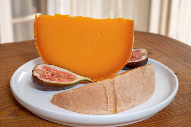 Cheese collection, French yellow cheese mimolette made from cow milk - Photo, Image