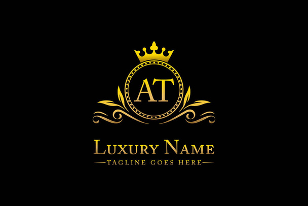 Royal Luxury Letter AT OR TA King з колекцією логотипів Gold Crest Crown For Boutique gavality Hotels and Fashion Brand Identity Monogram - Вектор, зображення