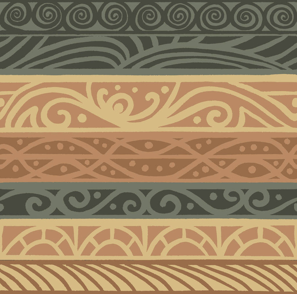 Ornamental pattern design with beautiful natural colors. Set of decorative stripes in khaki and beige. - Vector, Image