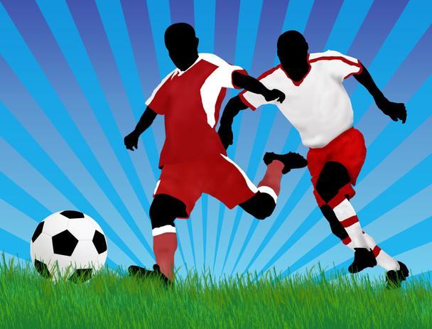 fotbalový hráč útoku bráně soupeře, vektorové ilustrace - Vektor, obrázek