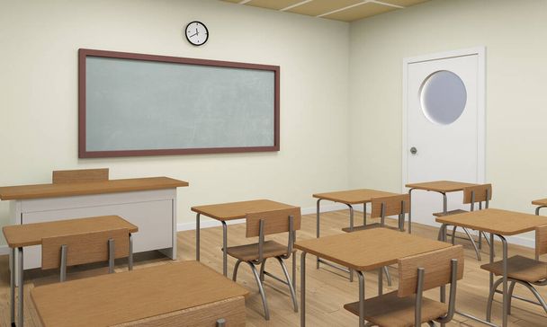 Egy üres iskolai osztályterem belső 3d illusztráció - Fotó, kép