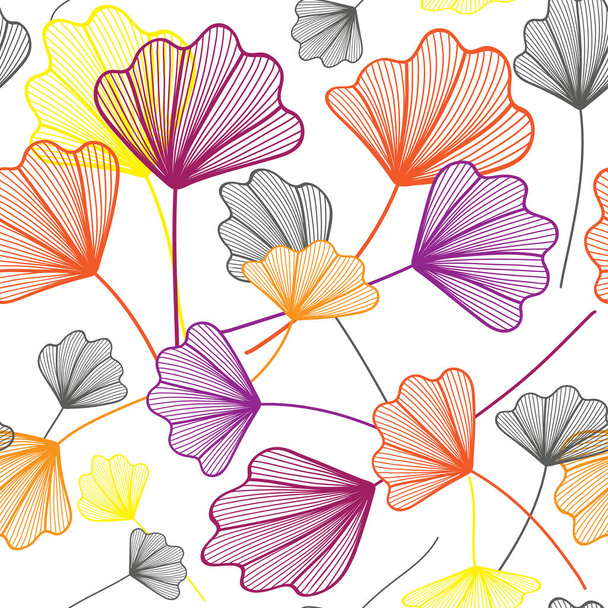 Seamless pattern from colored stylized leaves on a white background - Διάνυσμα, εικόνα