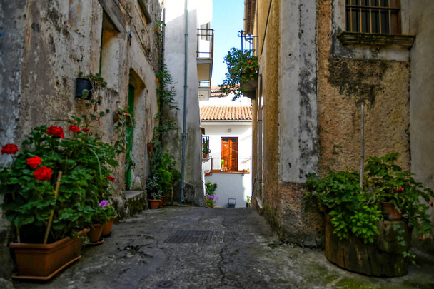 Une rue dans le centre historique de Rivello, une ville médiévale dans la région Basilicate, Italie. - Photo, image