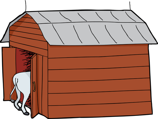 Cow in Small Barn - Vector, Image
