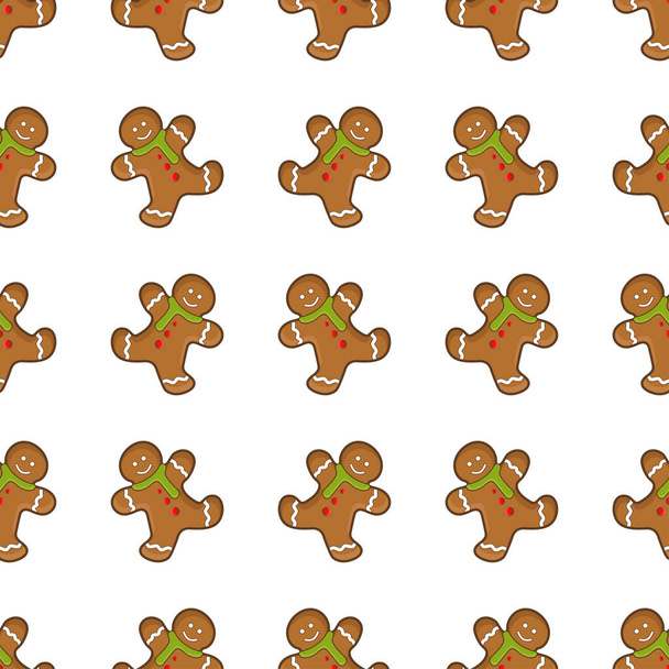 Christmas cookies decoration elements seamless pattern. Gingerbread man vector illustration for - ベクター画像