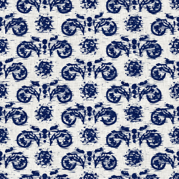  İndigo boyalı kumaş desenli çiçek deseni. Kusursuz tekstil kumaş boyası baskıya dayanıklıdır. Japon kimono bloğu baskısı. Yüksek çözünürlüklü batik etkisi tekrarlanabilir kumaş parçası.  - Fotoğraf, Görsel