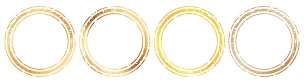 χρυσό στρογγυλό πινέλο βαμμένο μελάνι σφραγίδα κύκλο πανό σε λευκό φόντο - Διάνυσμα, εικόνα